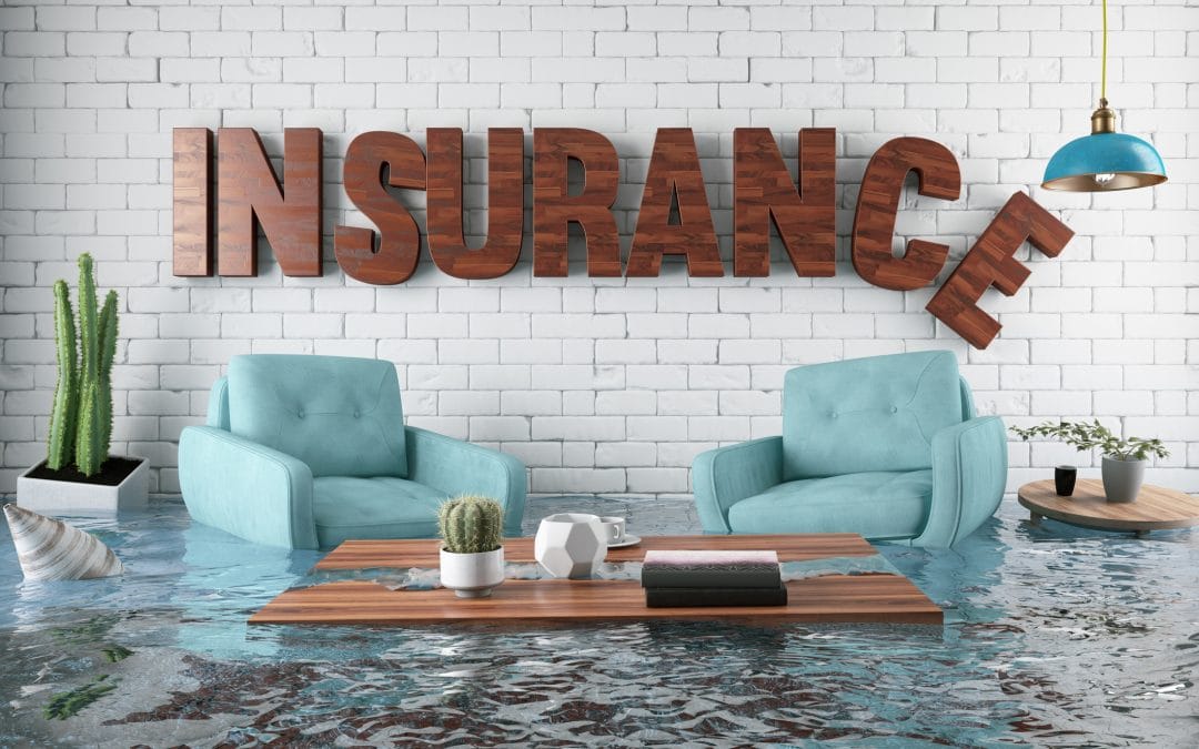 Flooded Room With INSURANCE In Bold Brown Lettering